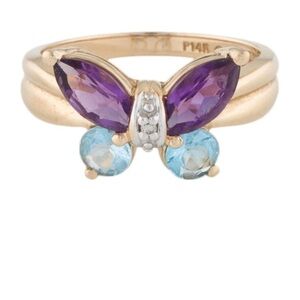 14K diamond butterfly ring